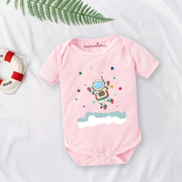 Baby First Birthday Celebrations Romper Clothes Baby Newborn Bodysuits Outfit Envelop Neck Half Sleeve Unisex Onesies "Astronaut Print" - Image 3