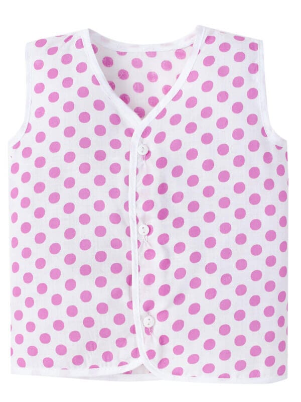 Polka Dot Sleeveless Front-Open Cotton Baby Vests Babywish