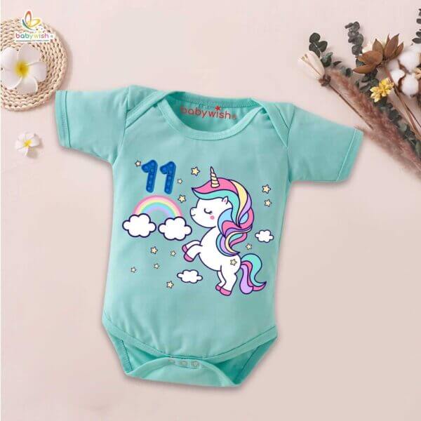 Eleven month unisex baby romper half sleeve round neck onesie - Image 2
