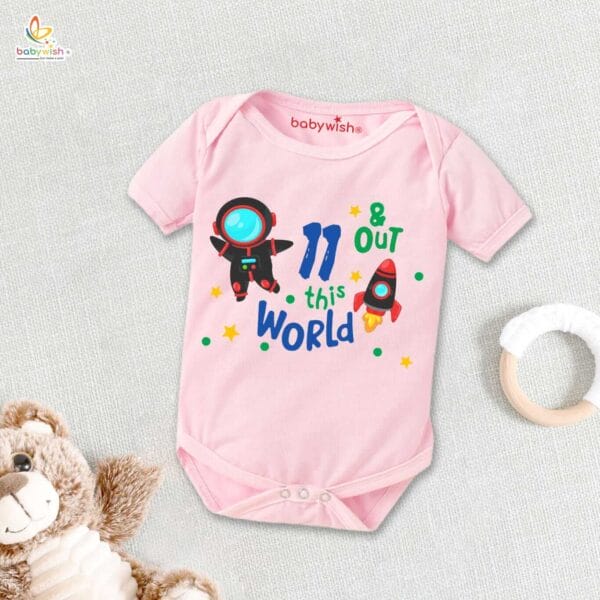 Eleven month unisex baby romper half sleeve round neck onesie - Image 3