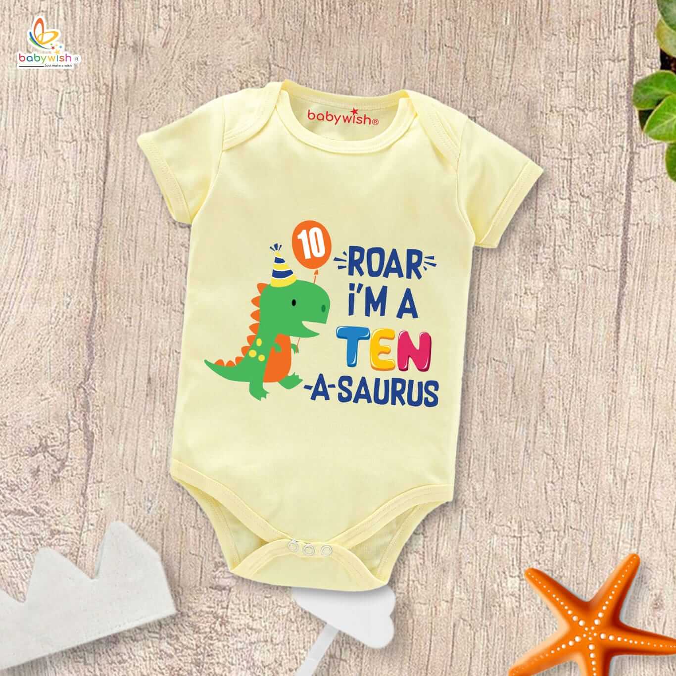 "Ten Month Baby Romper Unisex Half Sleeve Round Neck Onesie | Soft Cotton 10 Month Infant Bodysuit | Daily Wear Comfortable Outfit for Baby Boys and Girls Clothing"