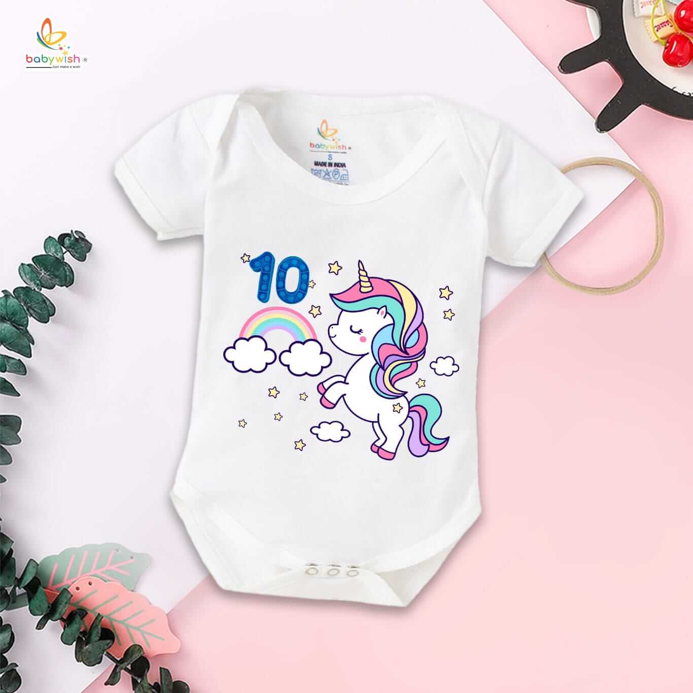 Ten Month Baby Romper for Boys & Girls | Unisex Half Sleeve Round Neck Onesie | Soft Cotton Outfit for Infants | Comfortable Daily Wear for Babies