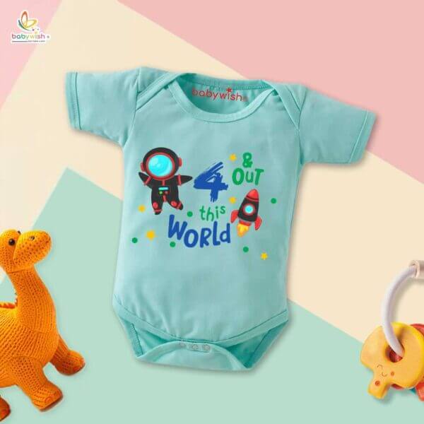 Four month unisex baby romper half sleeve round neck onesie