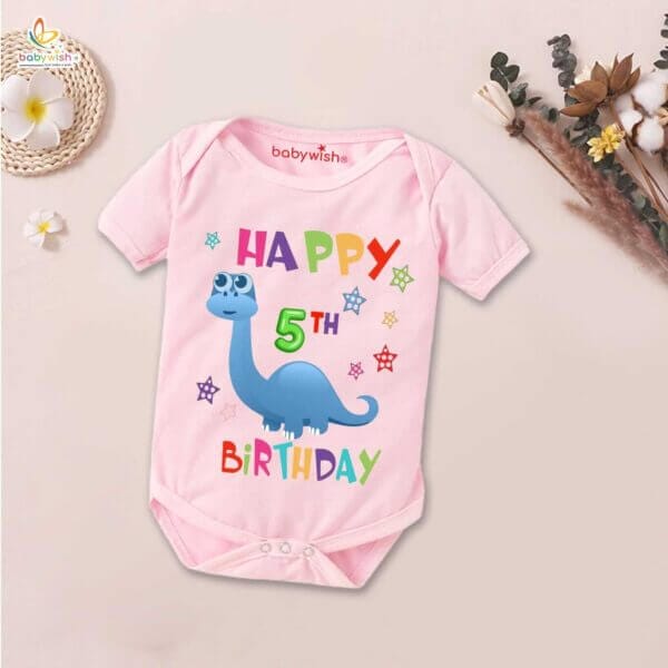 Five month unisex baby romper half sleeve round neck onesie