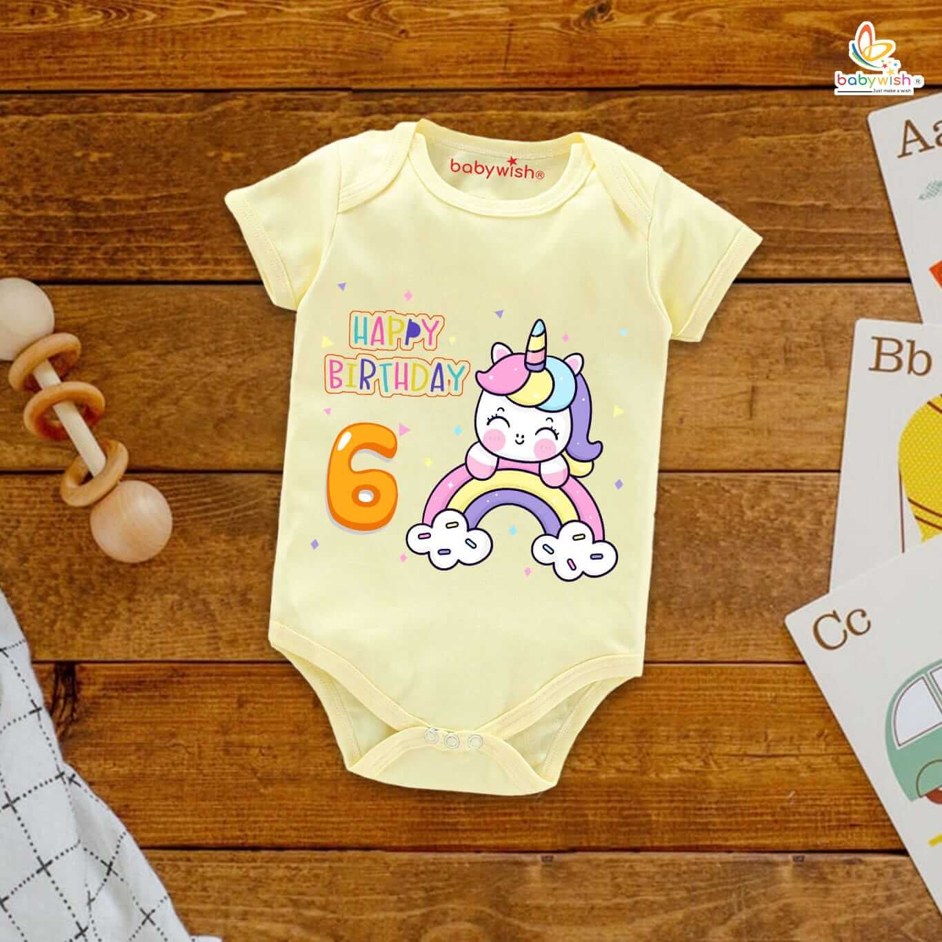 Six month unisex baby romper half sleeve round neck onesie