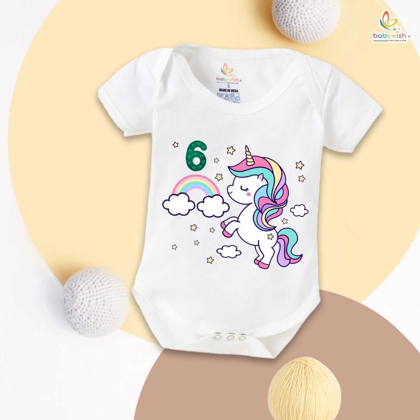 Six month unisex baby romper half sleeve round neck onesie