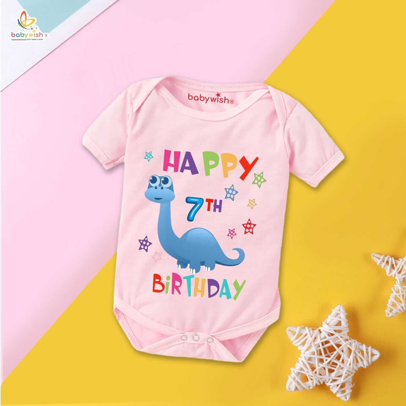 Seven month unisex baby romper half sleeve round neck onesie