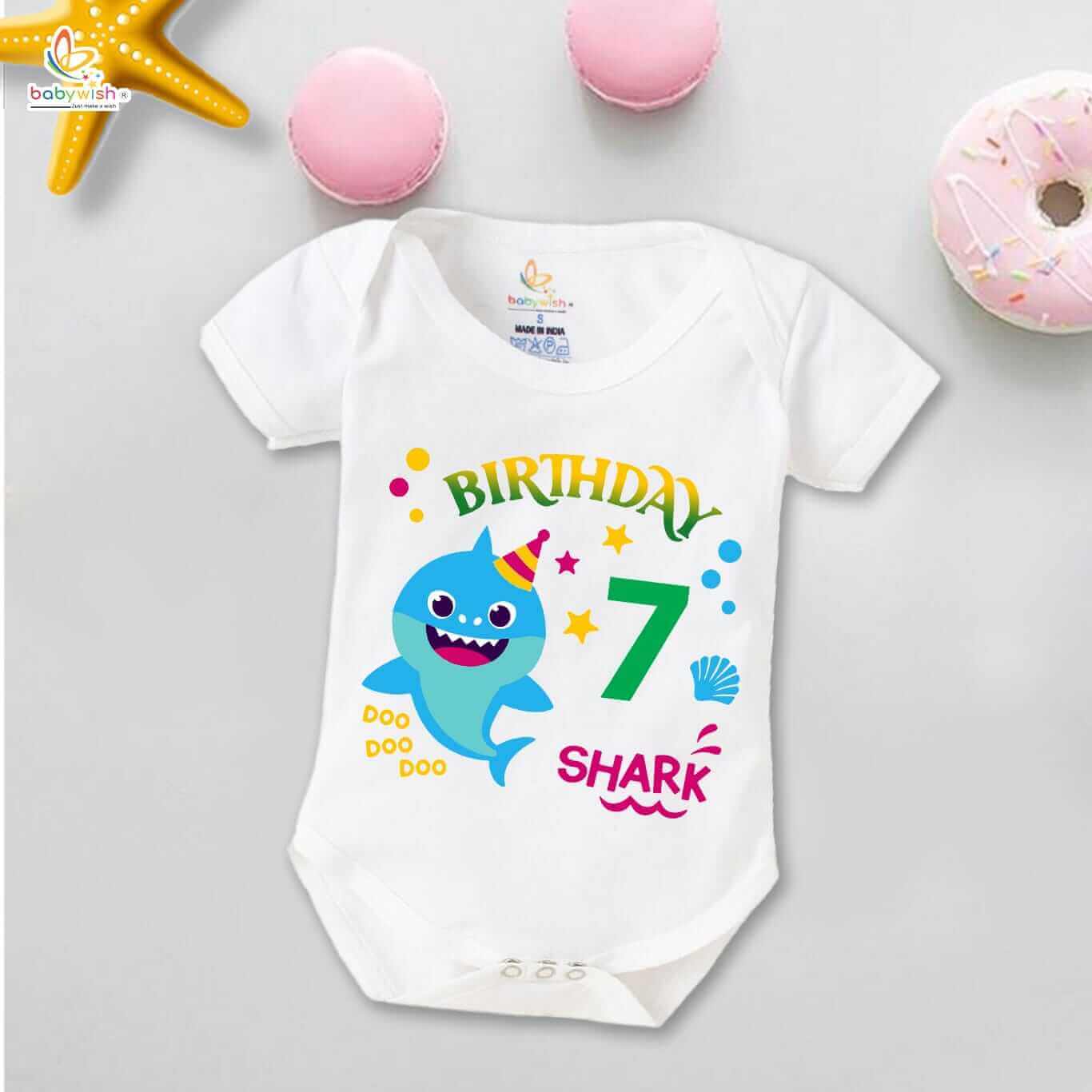 Seven month unisex baby romper half sleeve round neck onesie