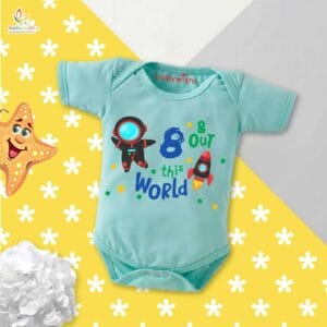 Eight month unisex baby romper half sleeve round neck onesie