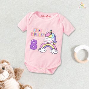 Eight month unisex baby romper half sleeve round neck onesie