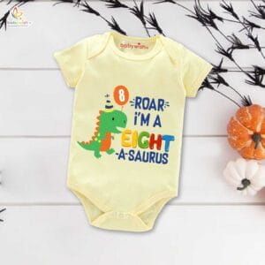 Eight month unisex baby romper half sleeve round neck onesie