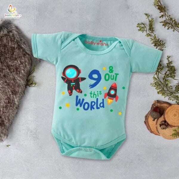 Nine month unisex baby romper half sleeve round neck onesie