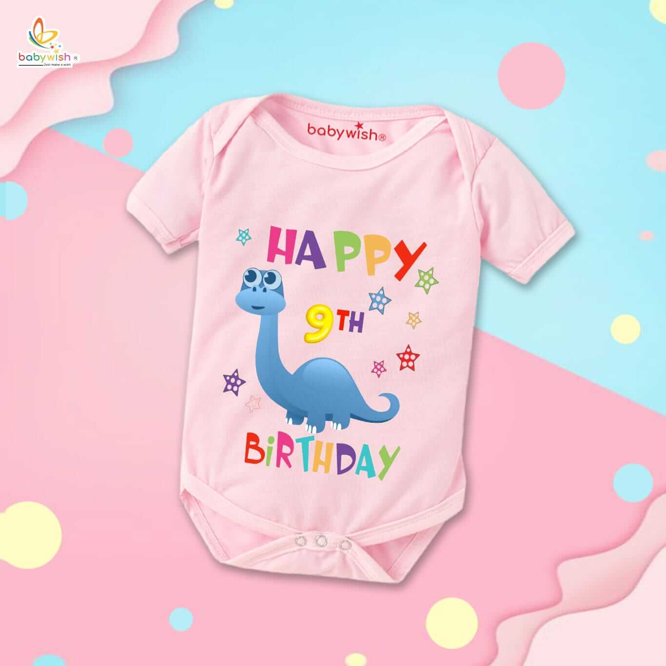 Nine month unisex baby romper half sleeve round neck onesie