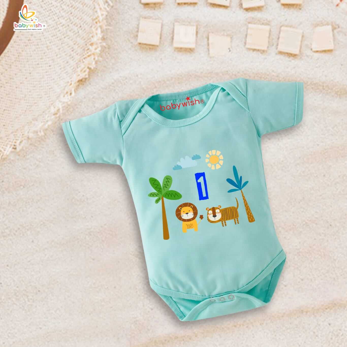 One Month Baby Romper | Unisex Cotton Half Sleeve Newborn Onesie | Soft Round Neck Infant Bodysuit Outfit for Baby Boys & Girls Daily Wear