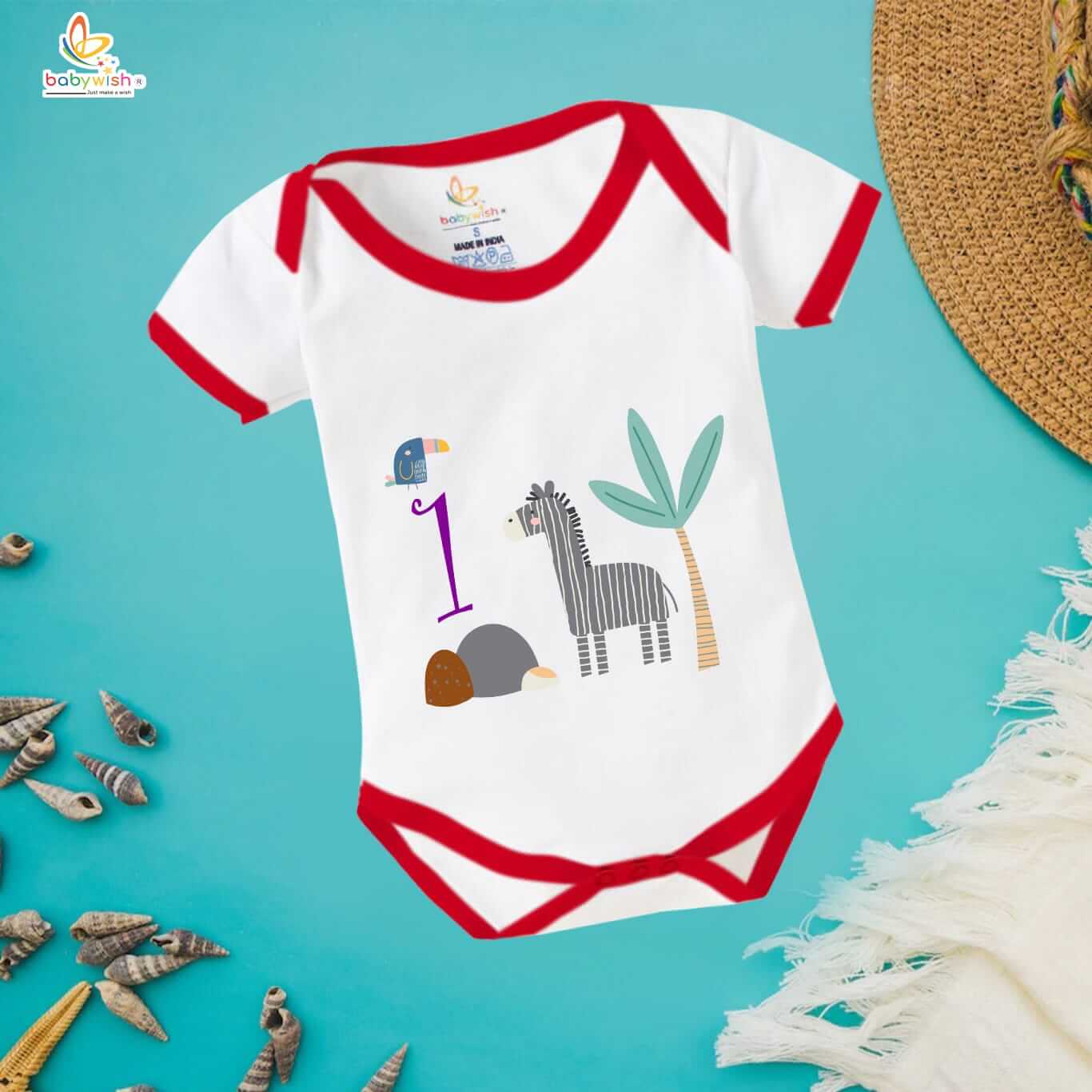 One Month Baby Romper Unisex | Newborn Cotton Half Sleeve Onesie | 0-3 Months Infant Round Neck Bodysuit Daily Wear Outfit for Baby Boys & Girls