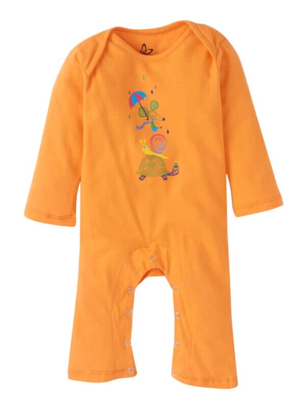 Baby Boy's and Baby Girl’s Bodysuits Cotton Full Sleeve Rompers Onesies for Infant Orange Rainbow Print Set of 2 - Image 2