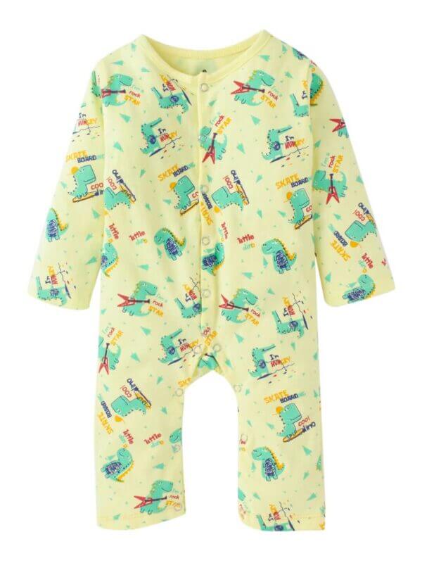Baby Boy's and Baby Girl’s Bodysuits Cotton Full Sleeve Rompers Onesies for Infant Lemon Dinosour Print Set of 2 - Image 5