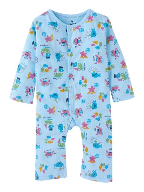 Baby Boy's and Baby Girl’s Bodysuits Cotton Full Sleeve Rompers Onesies for Infant Marine Life Print Set of 2 - Image 5