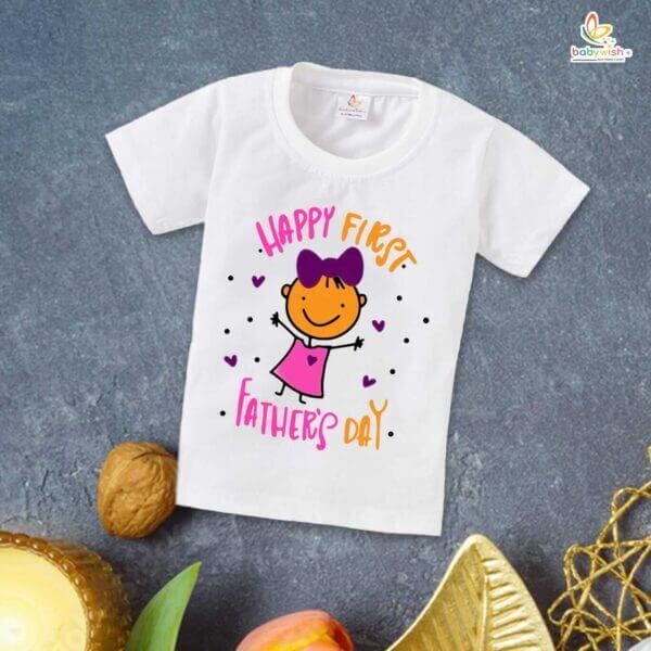 Father's Day Special T-Shirt for Boy’s and Girl’s Half Sleeve Topwear for Unisex Kids | Happy First Father's Day | - Image 2