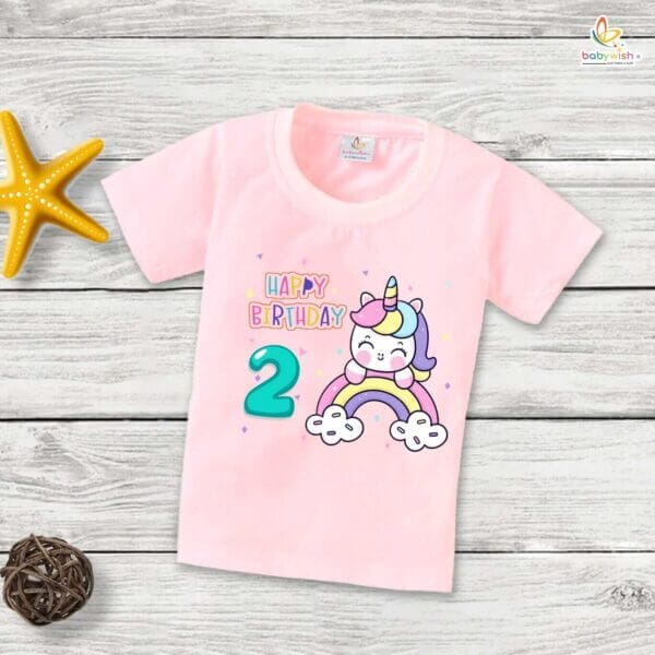 Two Year Birthday Unisex T-Shirt Half Sleeve Round Neck Topwear tee for kids - Image 3