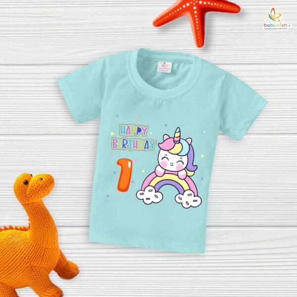 One Year Birthday Unisex T-Shirt Half Sleeve Round Neck Topwear tee for kids - Image 3