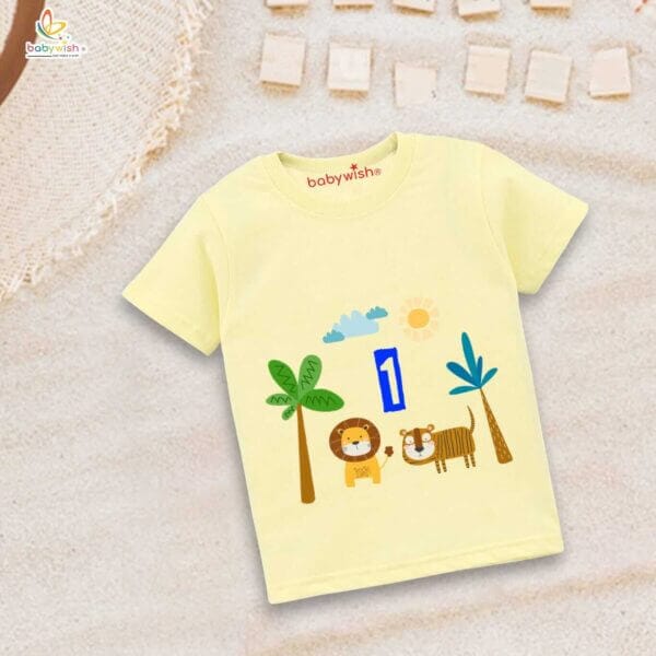 One Year Birthday Unisex T-Shirt Half Sleeve Round Neck Topwear tee for kids - Image 4