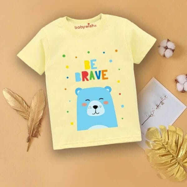 Printable Family T-shirt for Kids Clothes Unisex Newborn Topwear Outfit Cotton Tshirt Half Sleeve Round Neck Dress for Boy n Girl "Be Brave Everyone" - Image 3