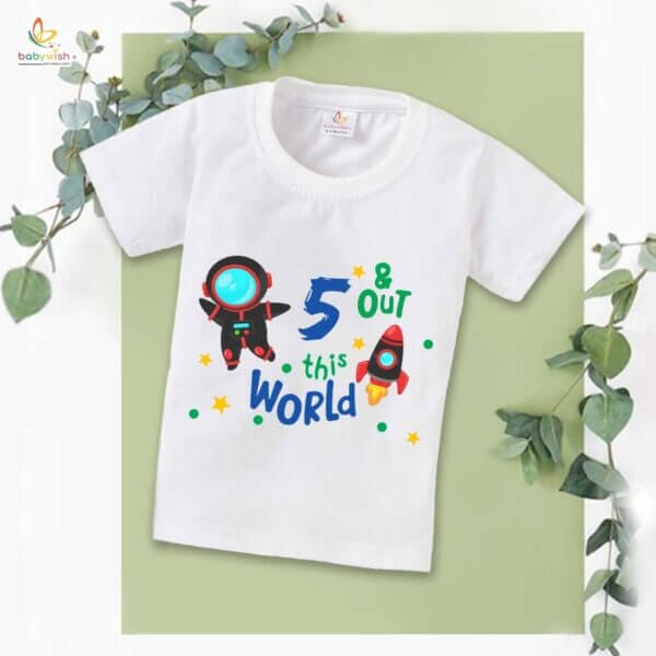 Five Year Birthday Unisex T-Shirt Half Sleeve Round Neck Topwear tee for kids - Image 2