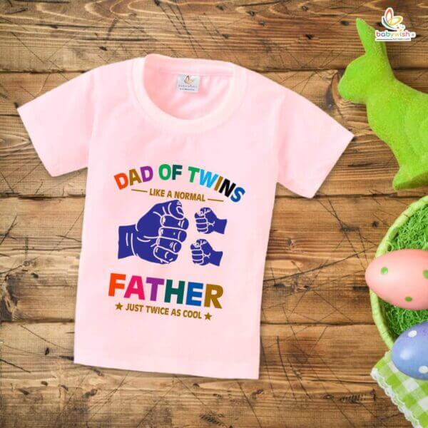 Father's Day Special T-Shirt for Boy’s and Girl’s Half Sleeve Topwear for Unisex Kids | Dad Of Twins Twice As Cool | - Image 2