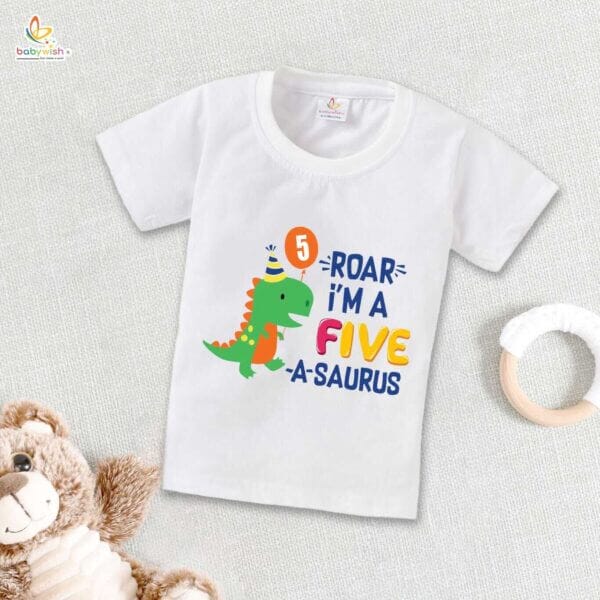 Five Year Birthday Unisex T-Shirt Half Sleeve Round Neck Topwear tee for kids - Image 4