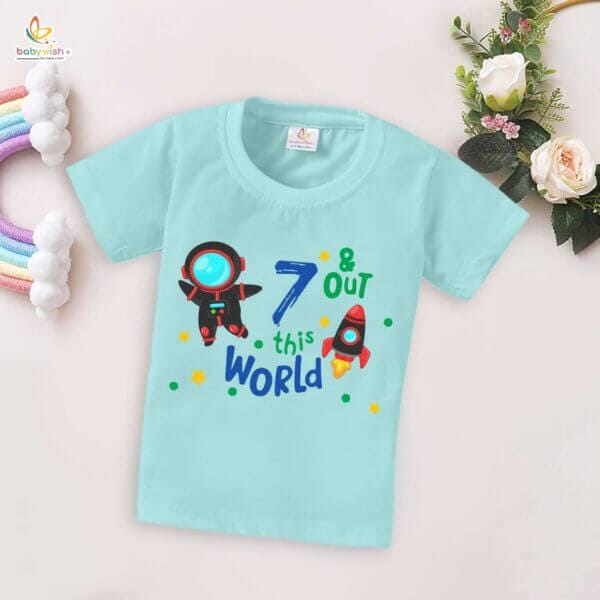 Seven Year Birthday Unisex T-Shirt Half Sleeve Round Neck Topwear tee for kids - Image 3