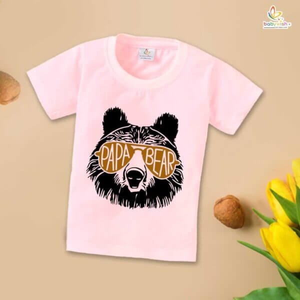 Father's Day Special T-Shirt for Boy’s and Girl’s Half Sleeve Topwear for Unisex Kids | Papa bear | - Image 3