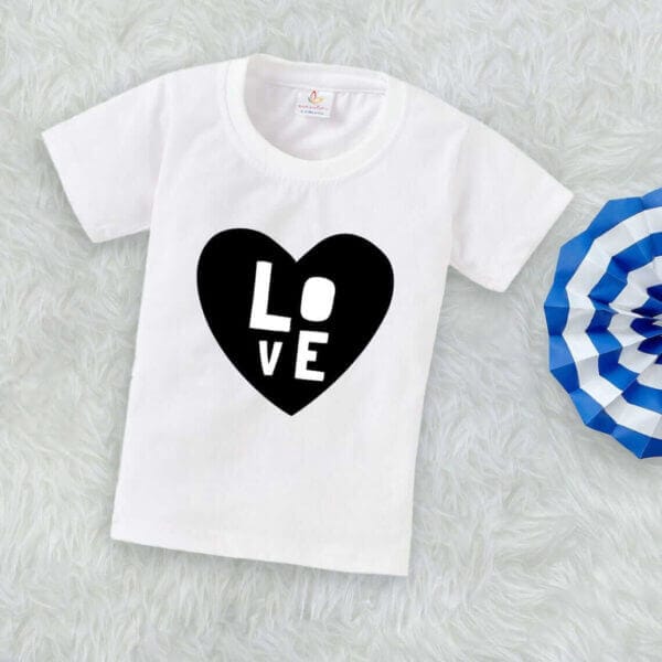 Printable Family T-shirt for Kids Clothes Unisex Newborn Topwear Outfit Cotton Tshirt Half Sleeve Round Neck Dress for Boy n Girl "Black Love Print" - Image 3