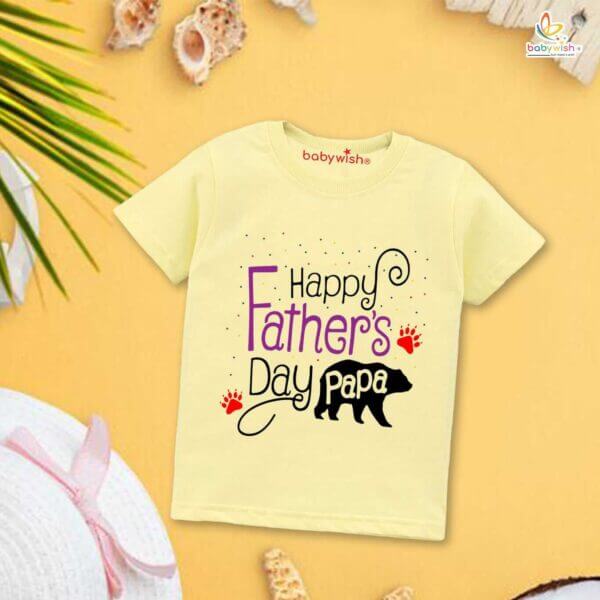 Happy Father's Day Papa T-Shirt for Kids – Father’s Day Special Half Sleeve Unisex Topwear for Boys & Girls | Celebrate Papa with Cute Gift | Babywish - Image 3