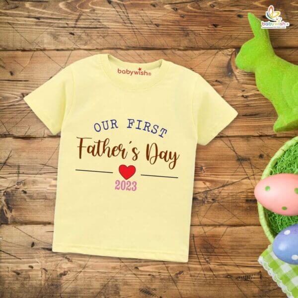 Father's Day Special T-Shirt for Boy’s and Girl’s Half Sleeve Topwear for Unisex Kids | Our First Father's Day 2023 | - Image 4