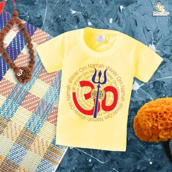 Unisex baby outfit with Om Namah Shivay print for festival
