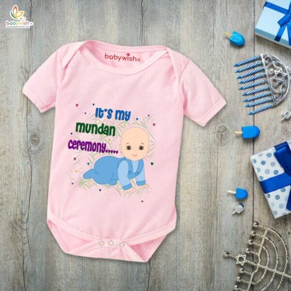 Newborn mundan ceremony clothes Bodysuit romper for Unisex Onesies Infant Half Sleeve| It's My Mundan Ceremony | - Image 4