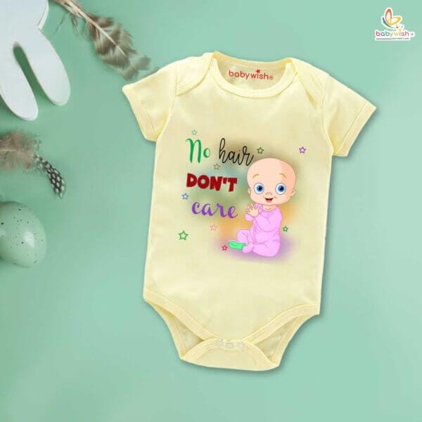 Newborn mundan ceremony clothes Bodysuit romper for Unisex Onesies Infant Half Sleeve | No Hair Don't Care | - Image 4