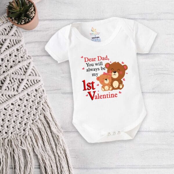 Baby First Valentine Day Romper Clothes Baby valentine Bodysuits Newborn Outfit Envelop Neck Half Sleeve Unisex Onesies"Dear Dad is my First Valentine" - Image 5