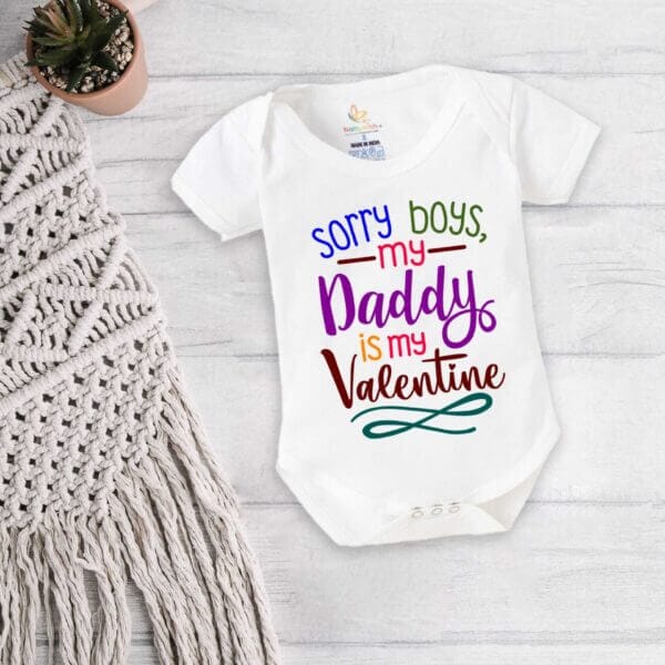Baby First Valentine Day Romper Clothes Baby valentine Bodysuits Newborn Outfit Envelop Neck Half Sleeve Unisex Onesies"Sorry Boys on Valentine" - Image 5