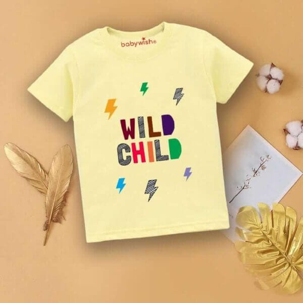Printable Family T-shirt for Kids Clothes Unisex Newborn Topwear Outfit Cotton Tshirt Half Sleeve Round Neck Dress for Boy n Girl "Wild Child Print" - Image 2