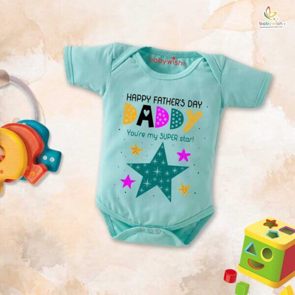 Fathers Day Special Baby Outfit Half Sleeve Unisex Multicolor Romper Onesies for Newborn baby - Image 3