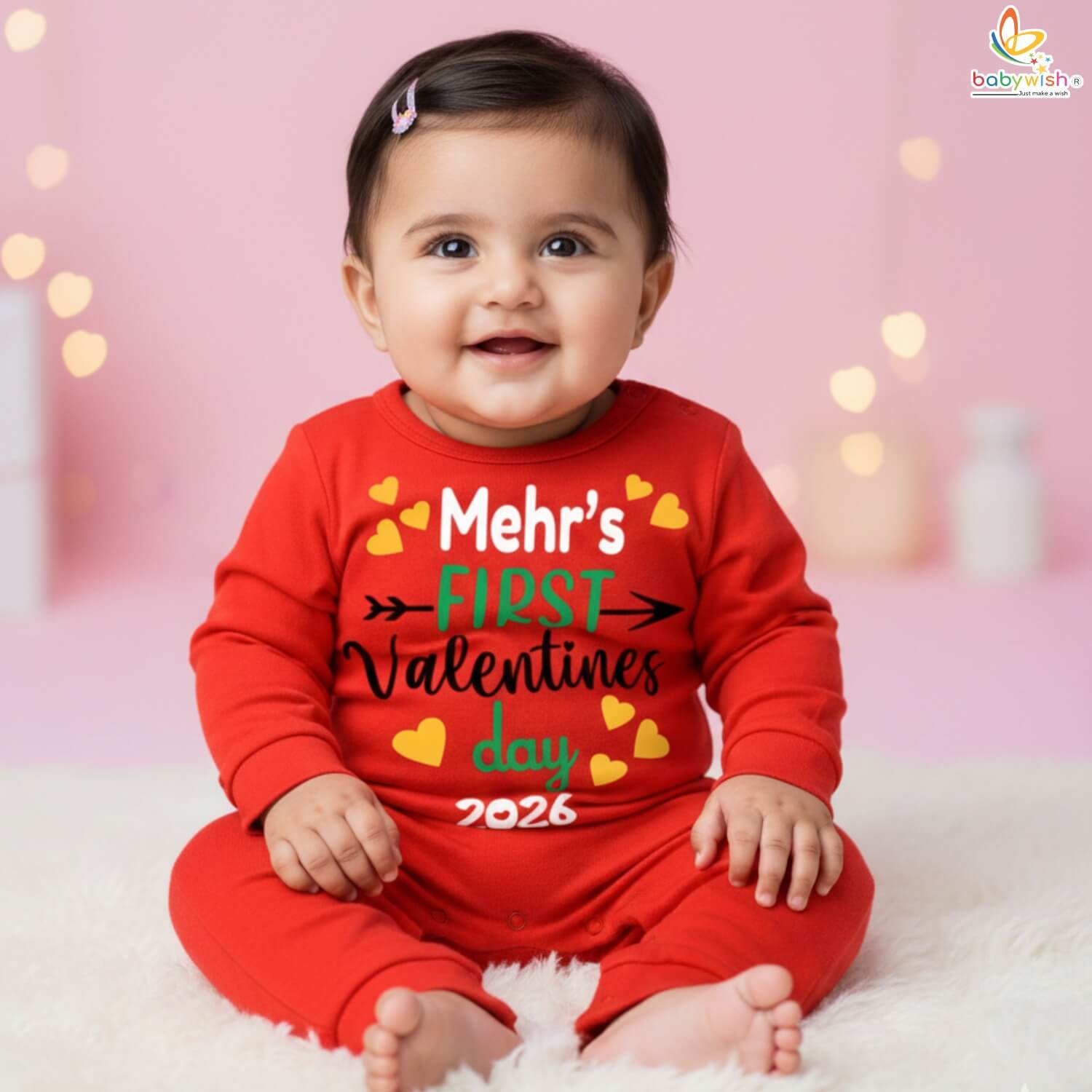 Valentine themed baby full romper