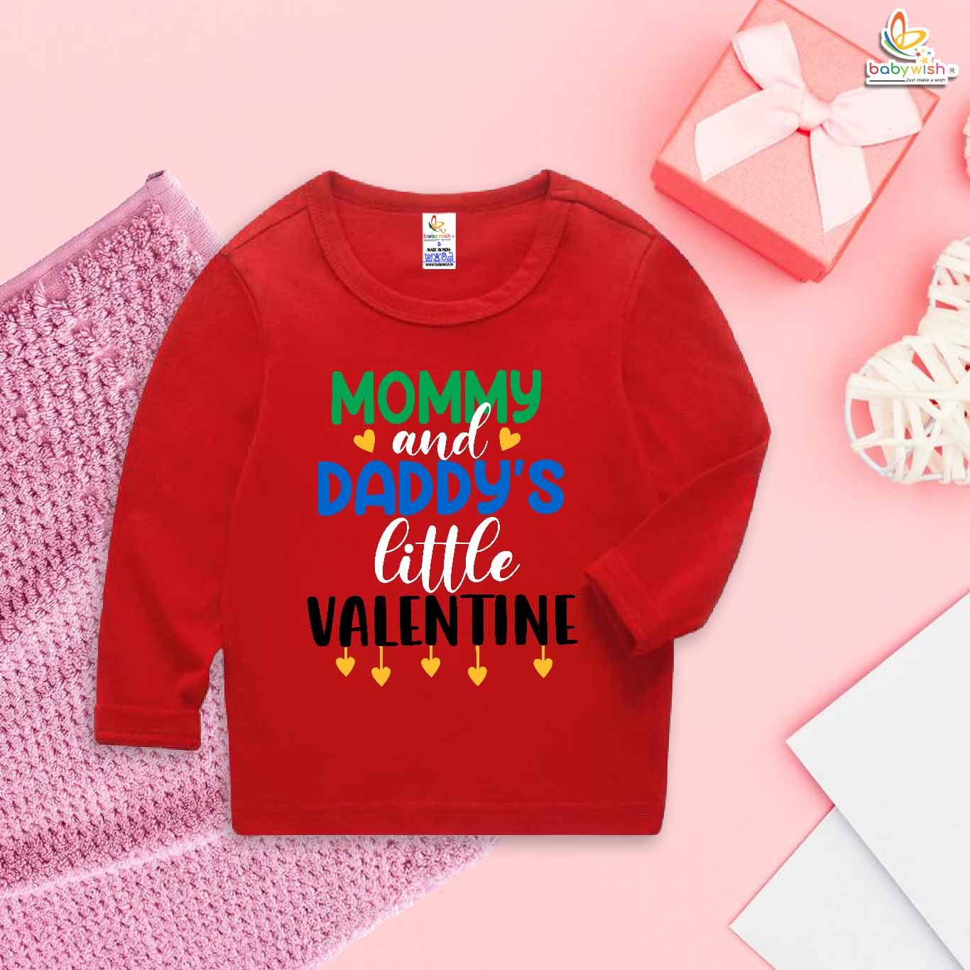 My First Valentine's Day Baby T-Shirt – Mommy & Daddy's Little Valentine | Cute Full Sleeve Infant Outfit | Baby Girl & Boy Valentine's Gift – Babywish