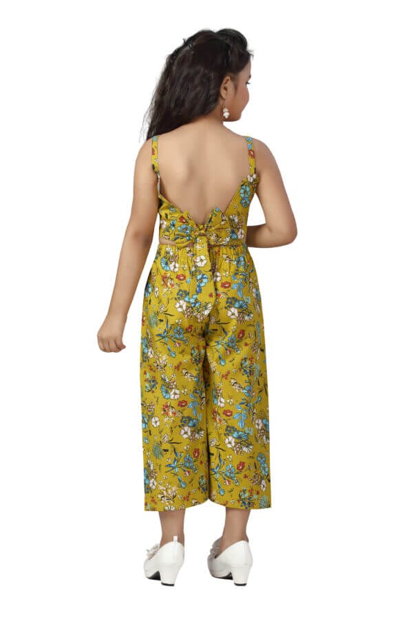 Girl Dress Full Length Check Frock Floral Prints Girls Sleeveles Two Piece Wedding Party Dress Top Bottom Off Sholder - Water Lily Floral - Image 2