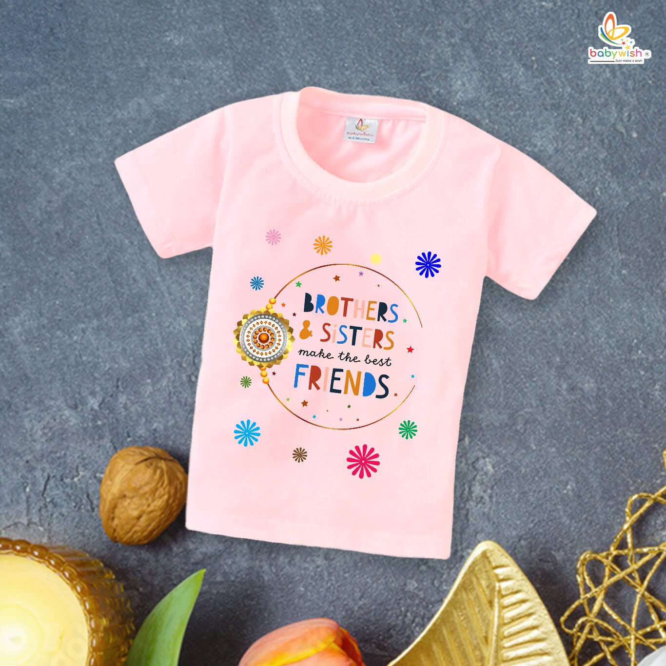 White Rakshabandhan T-Shirt for Baby | Brother Sister Matching Rakhi Outfit | Cute Rakshabandhan Gift Tee for Baby Boys & Girls – Babywish