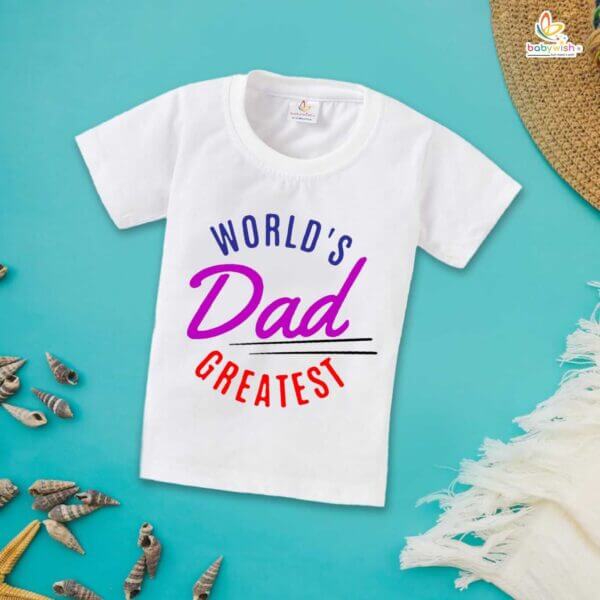 Fathers Day Special Combo White T-Shirts Sets for Father and KId Combo Pack of 2 | WORLD'S GREATEST DAD | - Image 3