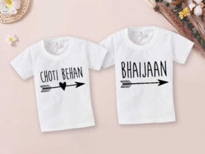 Rakshabandhan Special Combo White T-Shirts Sets for Brother and Sister Combo Pack of 2