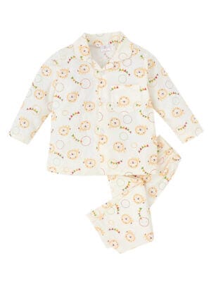 Kids Sleepsuit for Baby Boy’s and Girl’s Topwear and Pajamas Set Long Sleeve Sleepwear Baby Clothing Sets - Yellow Lion Print
